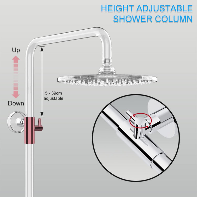 Thermostatic Shower Mixer Set Chrome 25CM Round Rainfall