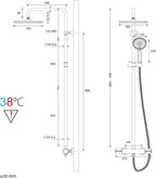 Thermostatic Shower Mixer Set Chrome 25CM Round Rainfall