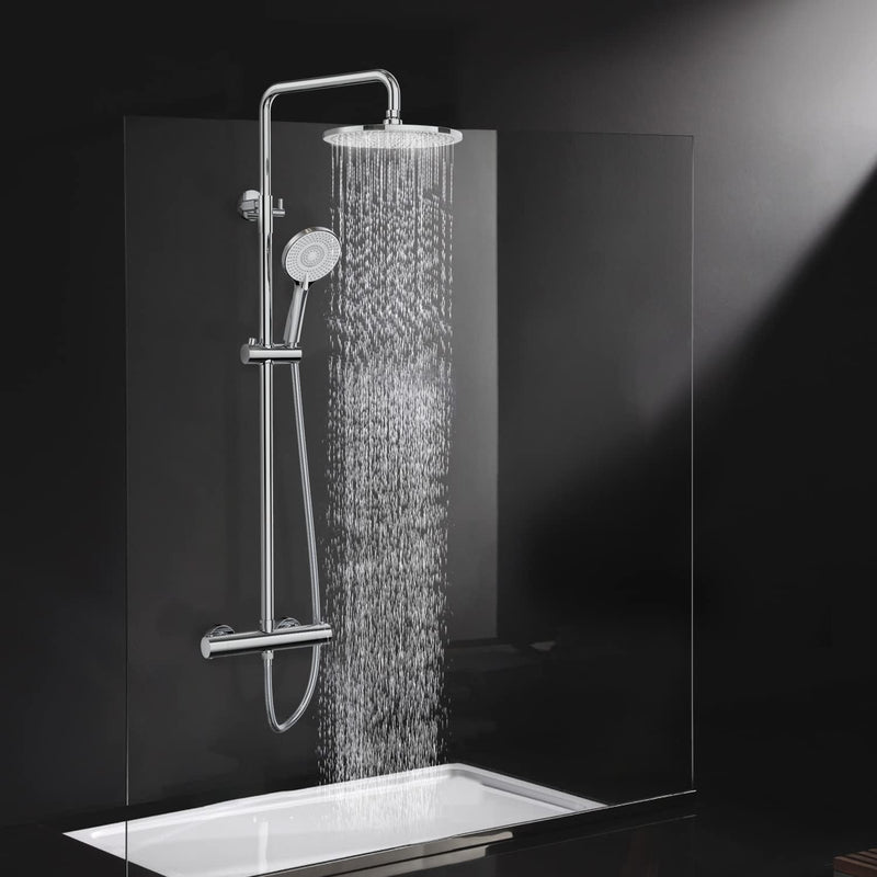 Thermostatic Shower Mixer Set Chrome 25CM Round Rainfall