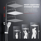 Thermostatic Shower Mixer Set Chrome 25CM Round Rainfall