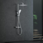Thermostatic Shower Mixer Set Chrome 25CM Round Rainfall