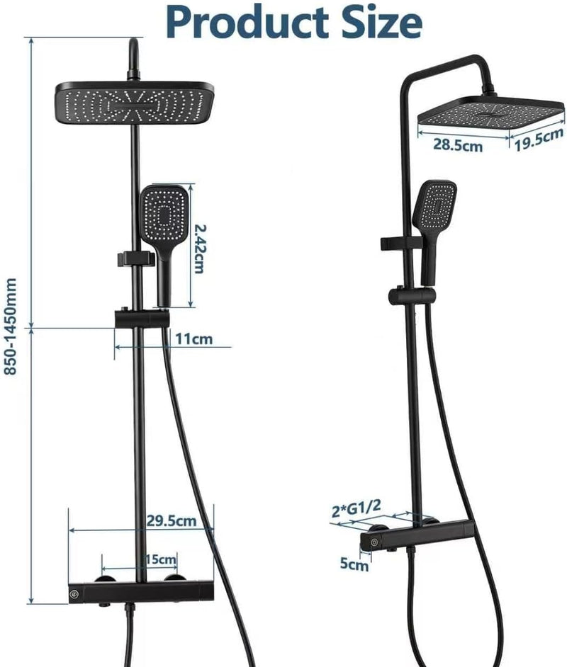 Thermostatic Shower Mixer Set Complete Rainfall System