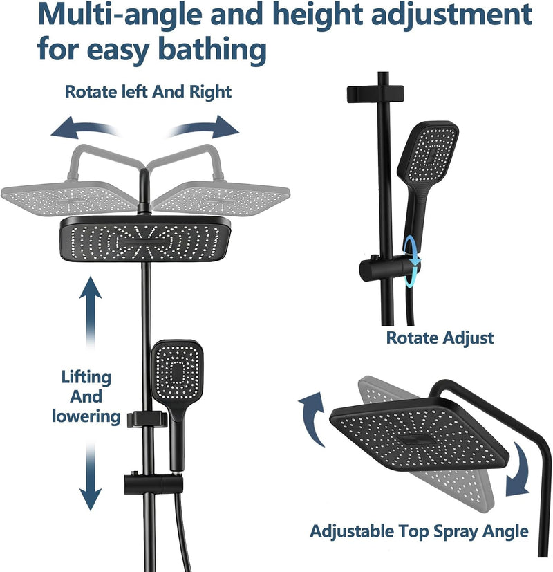 Thermostatic Shower Mixer Set Complete Rainfall System