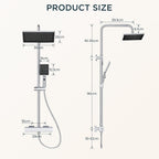 Thermostatic Shower Mixer Set Overhead Rainfall Chrome