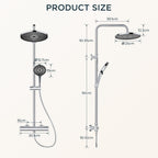 Thermostatic Shower Mixer Set Overhead Rainfall Chrome
