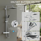 Thermostatic Shower Mixer Set Overhead Rainfall Chrome