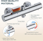 Thermostatic Shower Mixer Set Overhead Rainfall Chrome