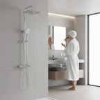 Thermostatic Shower Mixer Set Overhead Rainfall Handheld Bar