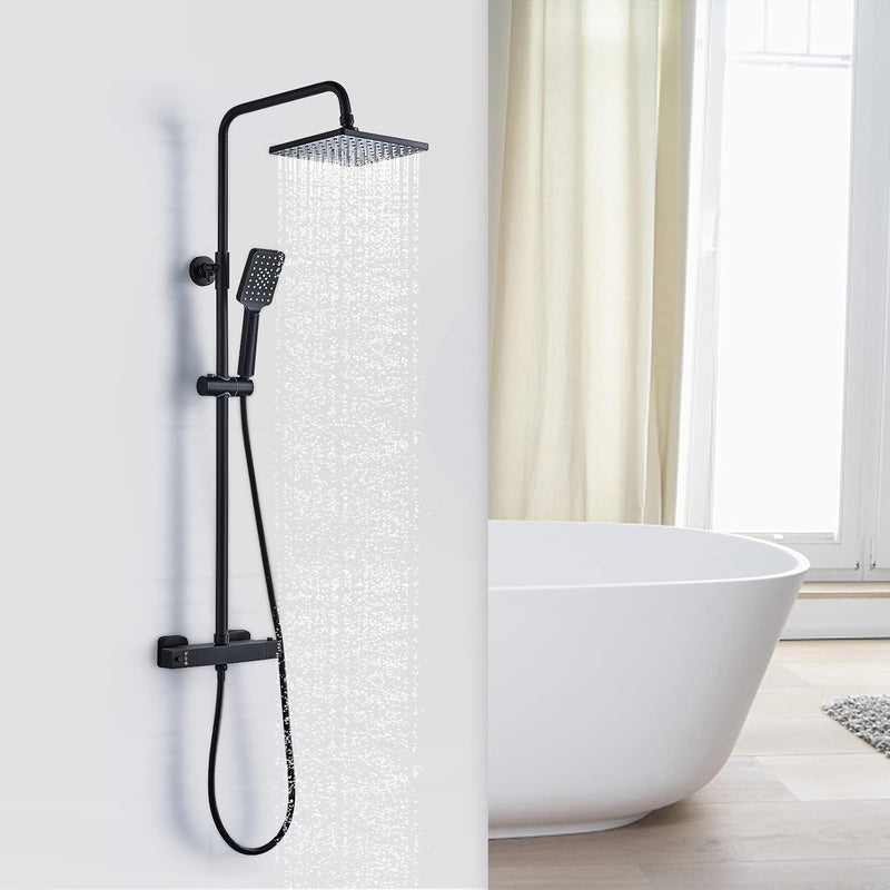 Thermostatic Shower Mixer Set Rainfall System Square