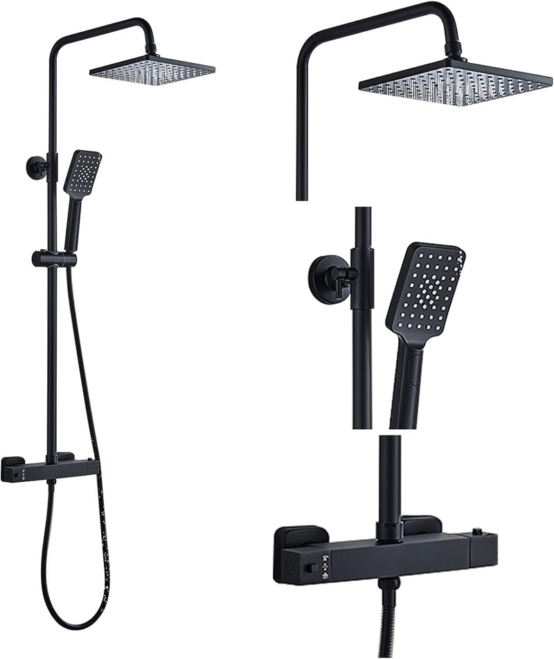 Thermostatic Shower Mixer Set Rainfall System Square