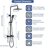 Thermostatic Shower Mixer Set Rainfall System Square
