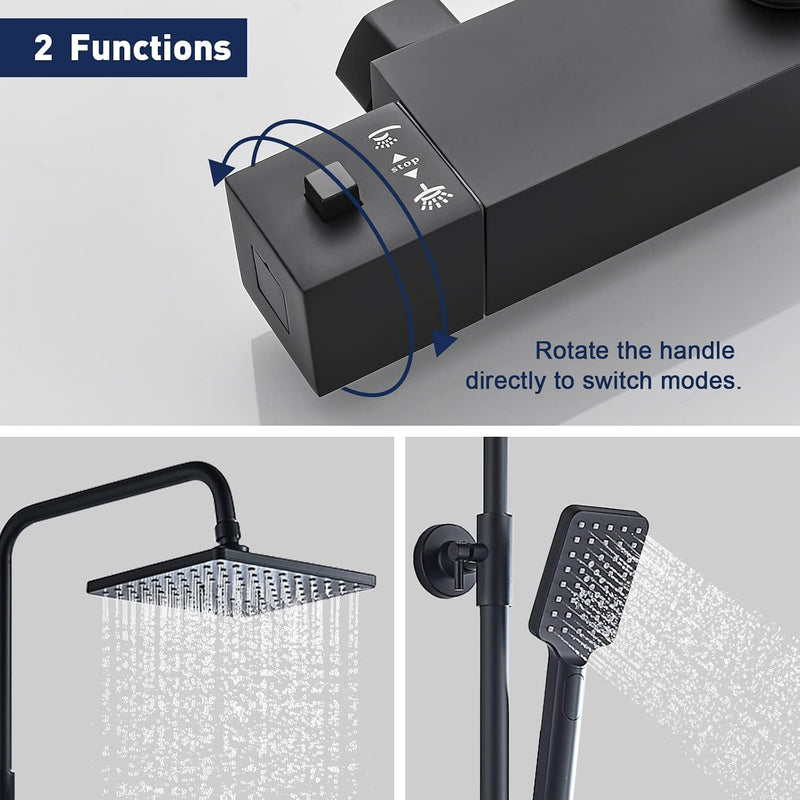 Thermostatic Shower Mixer Set Rainfall System Square