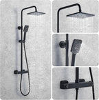 Thermostatic Shower Mixer Set Rainfall System Square