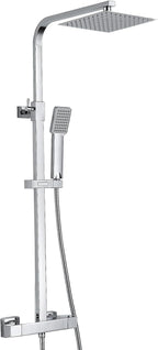 Thermostatic Shower Mixer Set Square Chrome Bathroom Thermostat