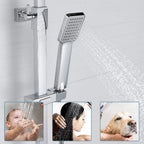 Thermostatic Shower Mixer Set Square Chrome Bathroom Thermostat