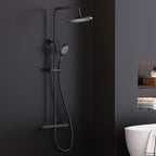 Thermostatic Shower Mixer Set Overhead Rainfall Chrome