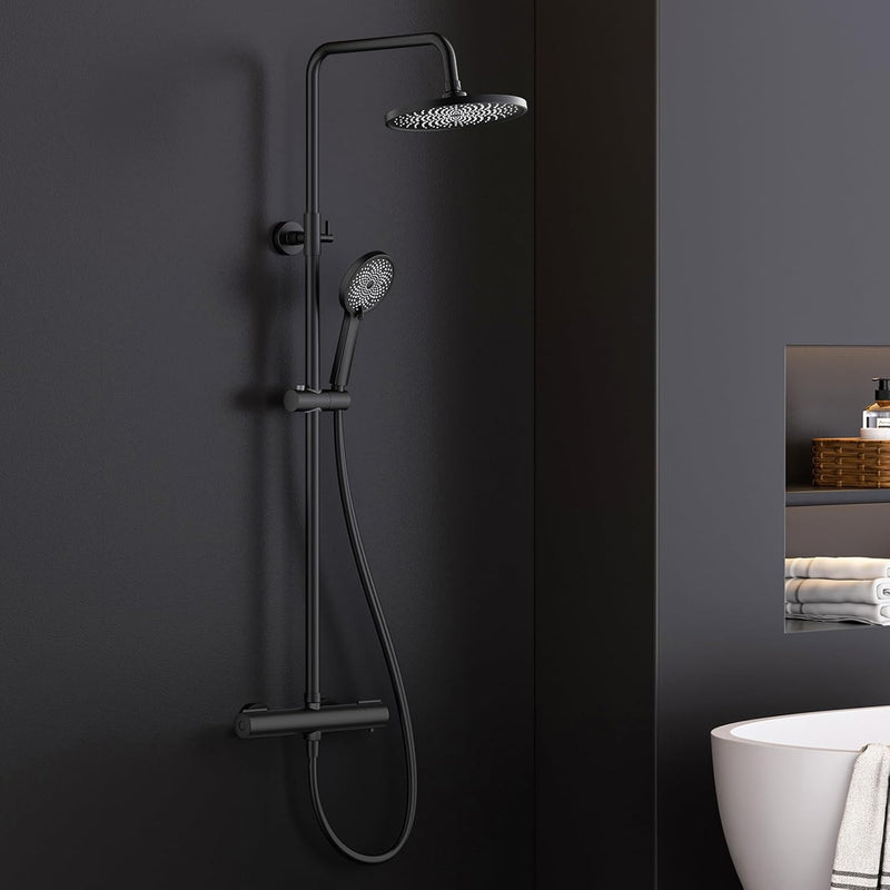 Thermostatic Shower Mixer Set Overhead Rainfall Chrome