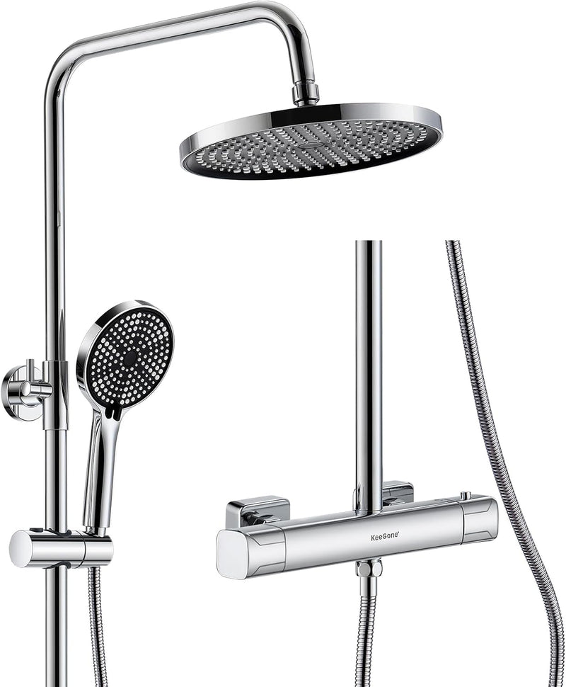 Thermostatic Shower Mixer Set Stainless Steel Bar