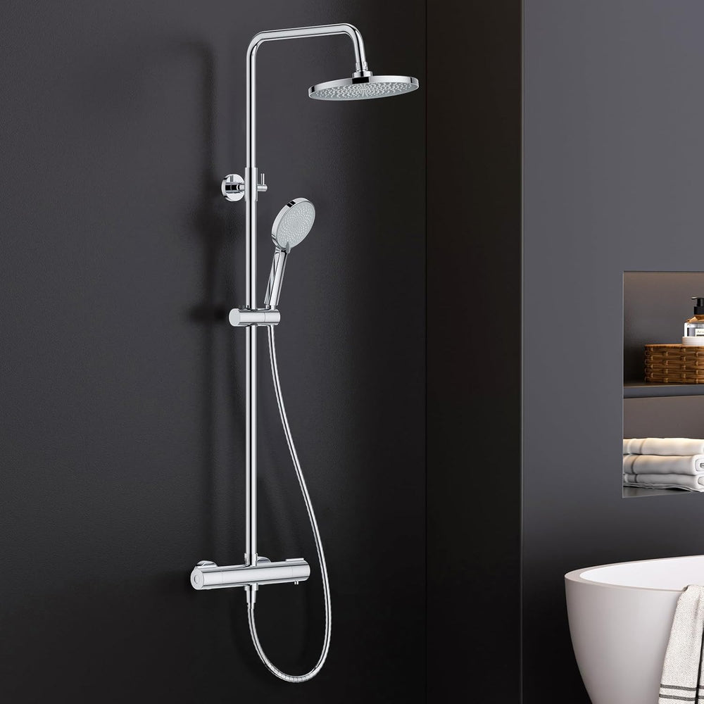 Thermostatic Shower Mixer Set Stainless Steel Bar