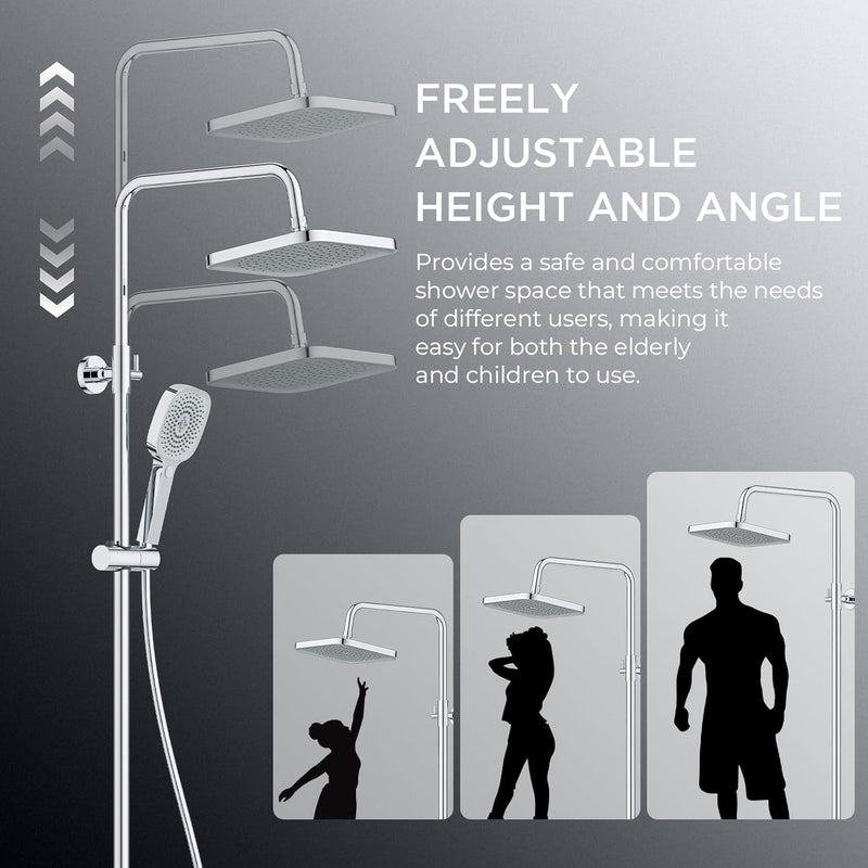 Thermostatic Shower Mixer Set Stainless Steel Bar