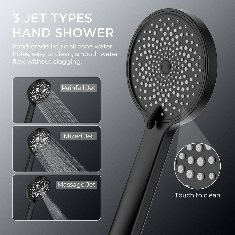 Thermostatic Shower Mixer Set Overhead Rainfall Chrome