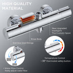 Thermostatic Shower Mixer Set Stainless Steel Bar