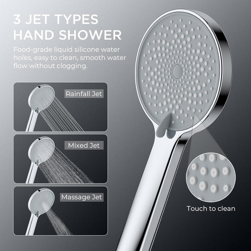 Thermostatic Shower Mixer Set Stainless Steel Bar