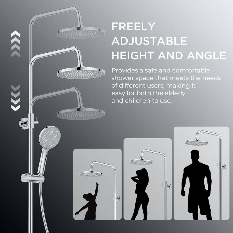 Thermostatic Shower Mixer Set Stainless Steel Bar