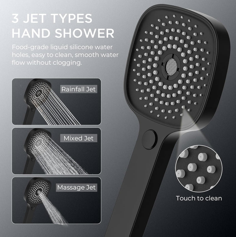 Thermostatic Shower Mixer Set Stainless Steel Bar