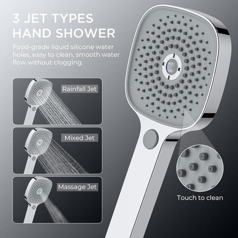 Thermostatic Shower Mixer Set Stainless Steel Bar