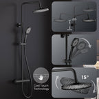 Thermostatic Shower Mixer Set Overhead Rainfall Chrome