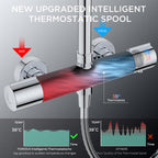 Thermostatic Shower Mixer Set Stainless Steel Bar