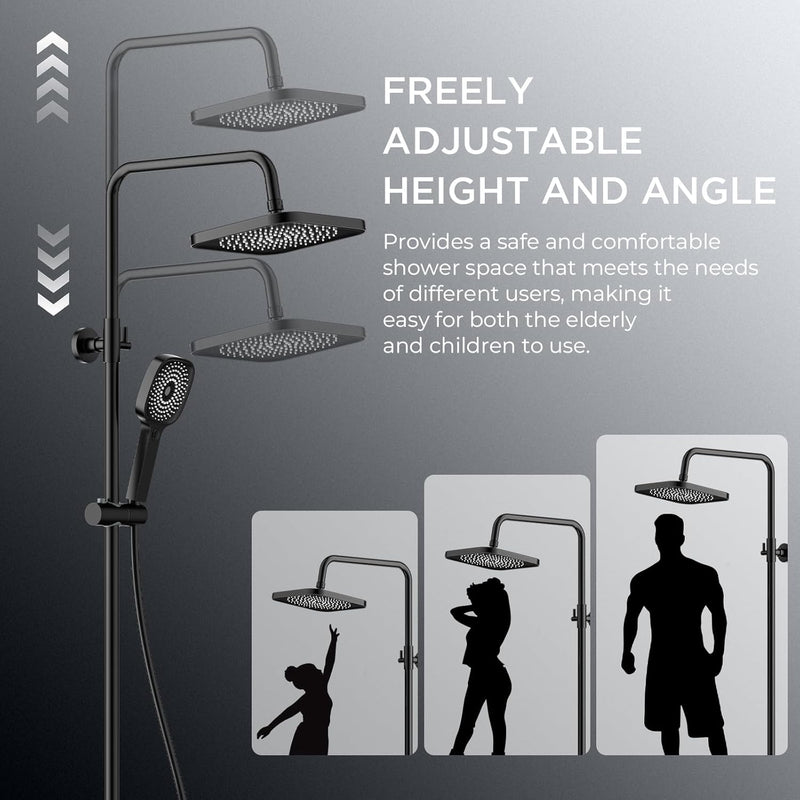 Thermostatic Shower Mixer Set Stainless Steel Bar