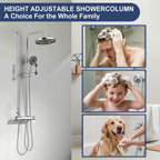 Thermostatic Shower Mixer Set Stainless Steel Bar