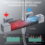 Thermostatic Shower Mixer Set Stainless Steel Bar