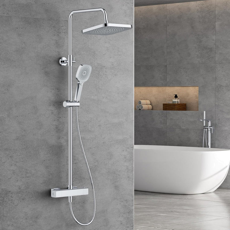 Thermostatic Shower Mixer Set Stainless Steel Bar