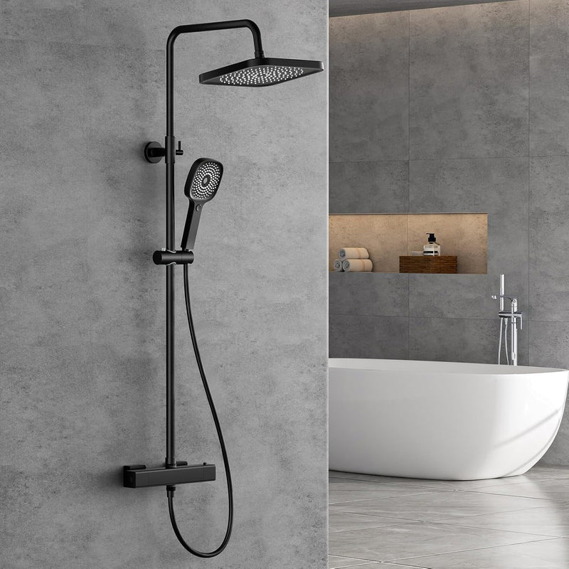 Thermostatic Shower Mixer Set Stainless Steel Bar