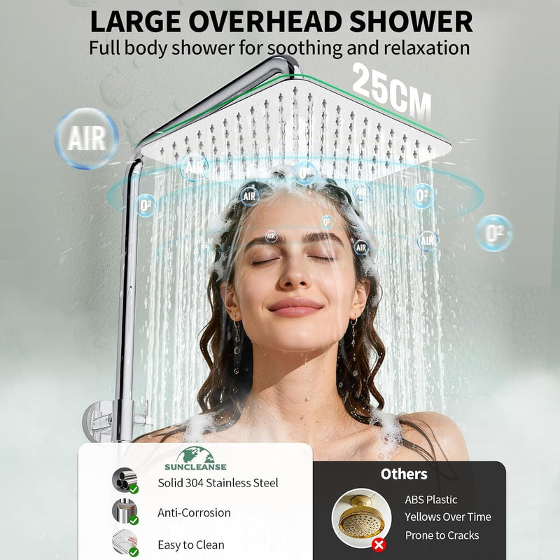 Thermostatic Shower Mixer Set Stainless Steel Chrome