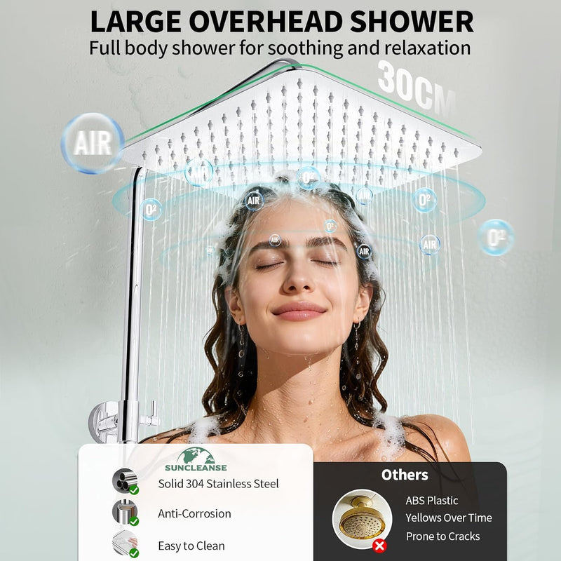 Thermostatic Shower Mixer Set Stainless Steel Chrome