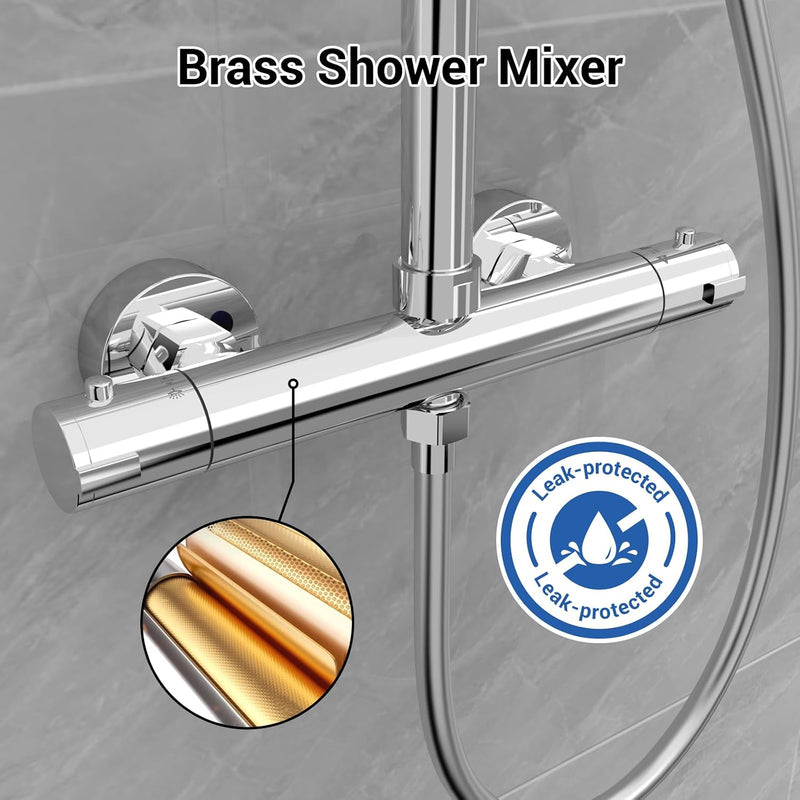 Thermostatic Shower Mixer Set Riser Rail Kit