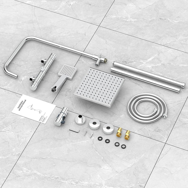 Thermostatic Shower Mixer Set Riser Rail Kit