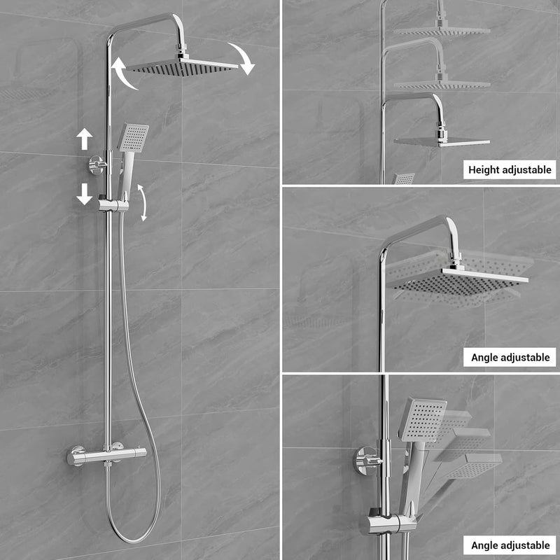 Thermostatic Shower Mixer Set Riser Rail Kit