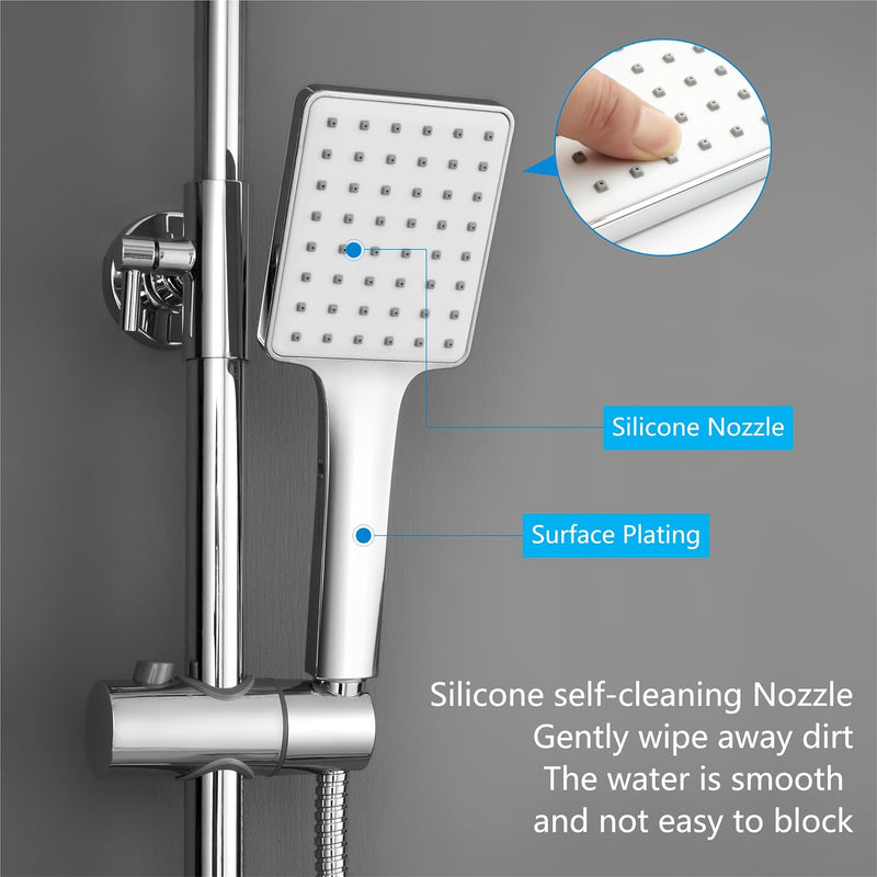 Thermostatic Shower Mixer Set System Adjustable Height