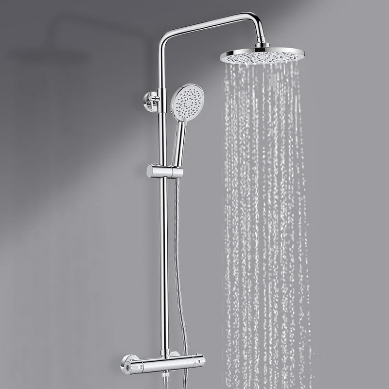 Thermostatic Shower Mixer Set System Brass Bar Rainfall