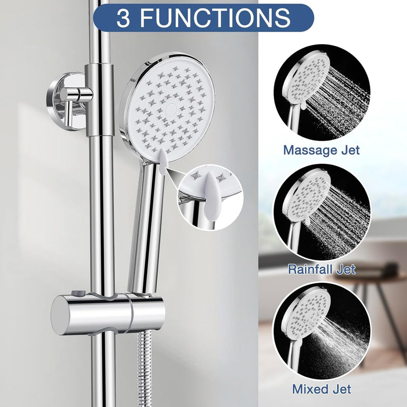Thermostatic Shower Mixer Set System Brass Bar Rainfall