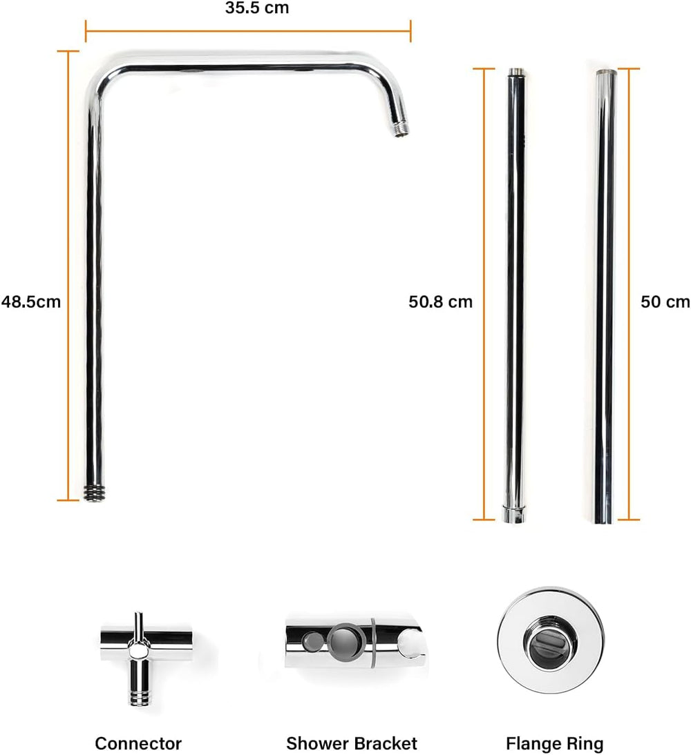 Thermostatic Shower Mixer Set with 12" Square Rainfall
