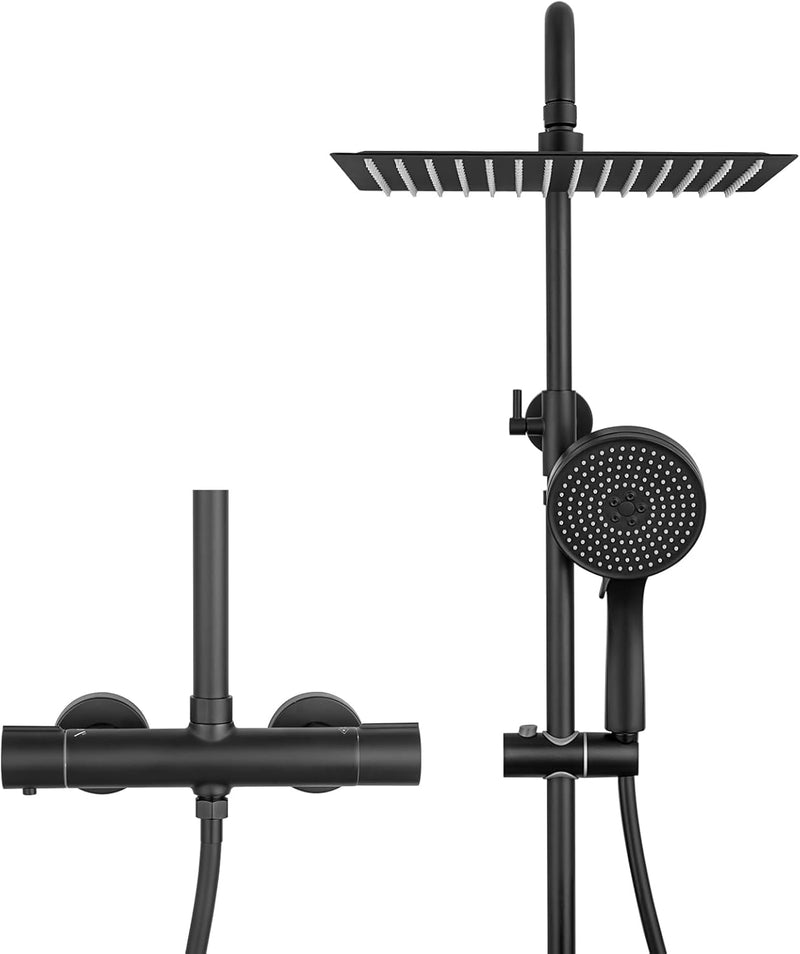 Thermostatic Shower Mixer Set with 12" Square Rainfall