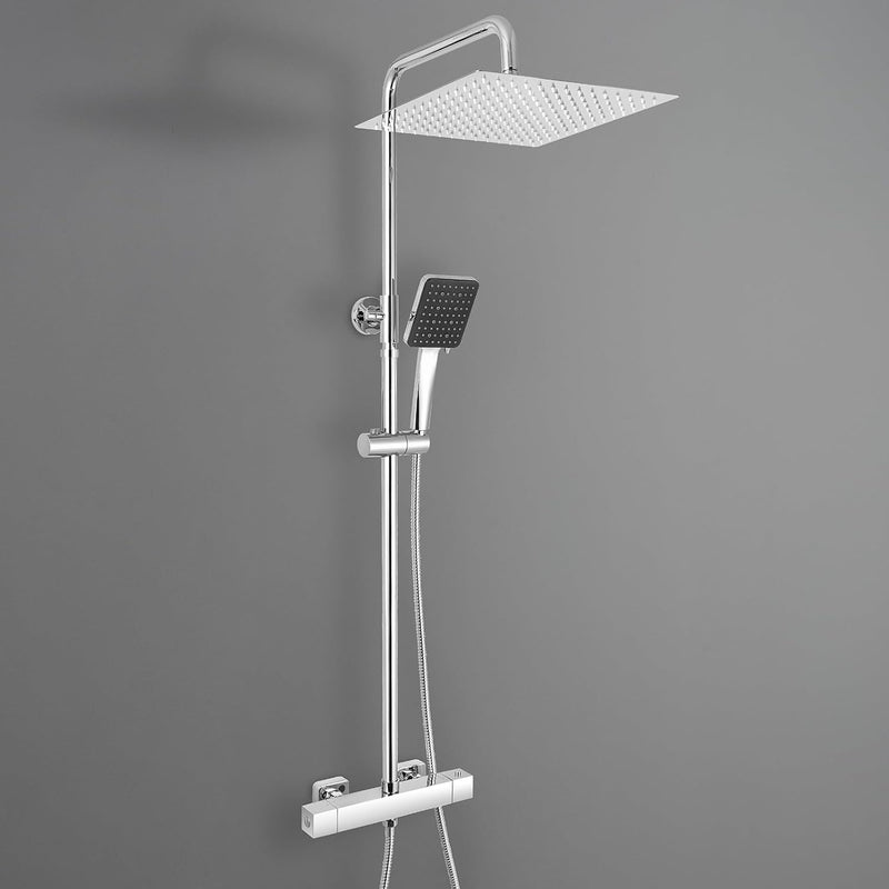 Thermostatic Shower Mixer Set with 12" Square Rainfall