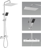 Thermostatic Shower Mixer Set with 12" Square Rainfall