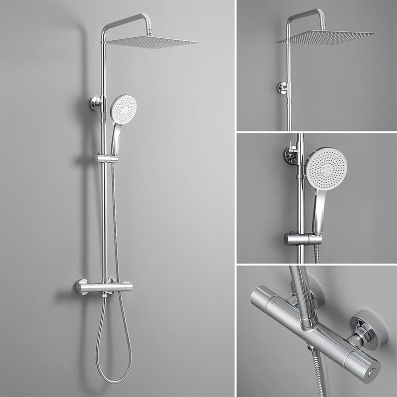Thermostatic Shower Mixer Set with 12" Square Rainfall